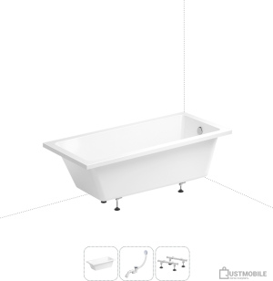 Ванна Wellsee FreeDom 150x80 231101005 (встраиваемая ванна белый глянец, ножки, сифон-автомат хром)
