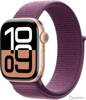 Умные часы Apple Watch Series 10 42 мм (алюминиевый корпус, розовое золото/сливовый, нейлоновый ремешок)