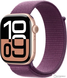 Умные часы Apple Watch Series 10 46 мм (алюминиевый корпус, розовое золото/сливовый, нейлоновый ремешок)